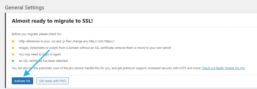 Install really simple ssl on your wordpress website