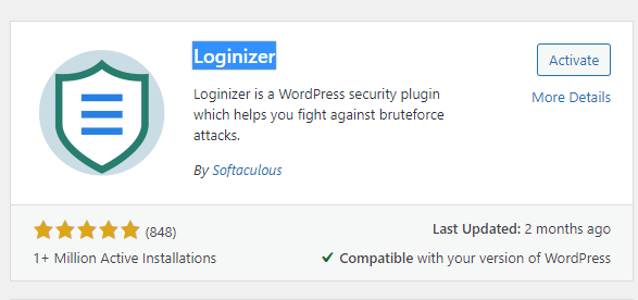 Loginizer wordpress plugin
