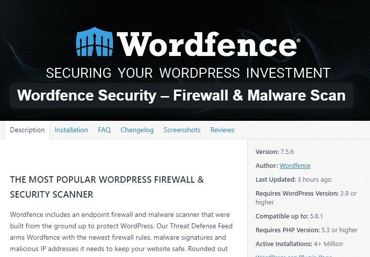 Wordfence Security for wordpress
